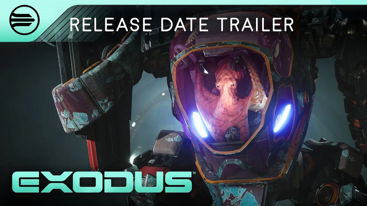 Official EXODUS release-date trailer thumbnail, credited to Archetype Entertainment and Wizards of the Coast.