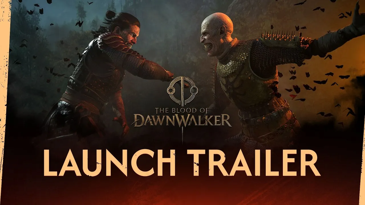 Official The Blood of Dawnwalker launch trailer thumbnail, credited to Rebel Wolves and Bandai Namco Entertainment.